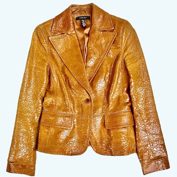 LAUNDRY Embossed Leather Fitted Blazer Jacket S - Picture 5 of 12